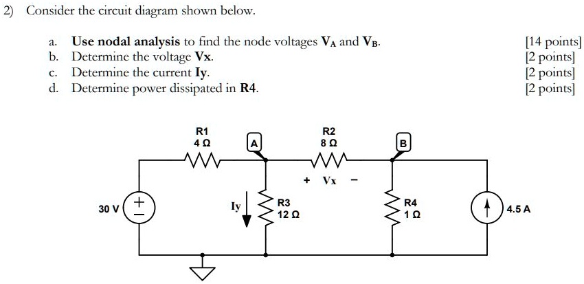SOLVED: Consider the circuit diagram shown below a. Use nodal analysis ...