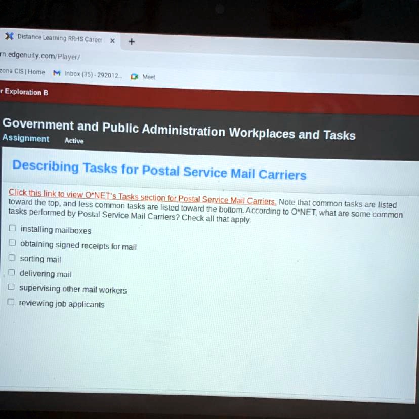 SOLVED "Click this link to view Tasks section for Postal