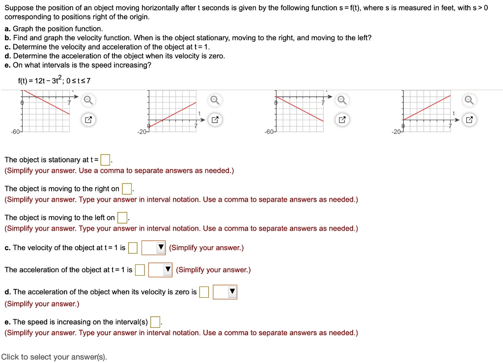 SOLVED: Suppose the position of an object moving horizontally after ...