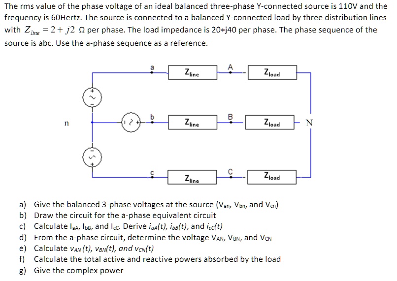 The rms value of the phase voltage of an ideal balanced three-phase Y ...