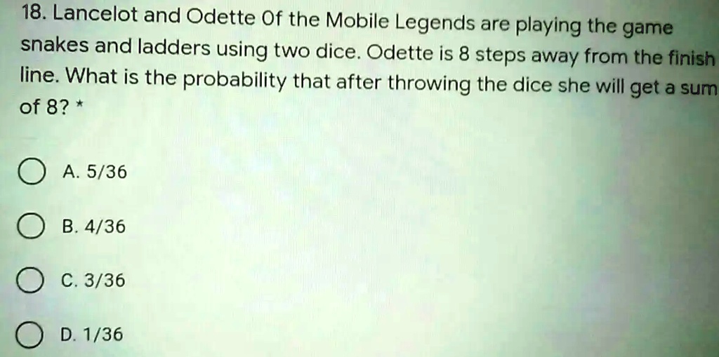 SOLVED 18. Lancelot and Odette Of the Mobile Legends are playing the