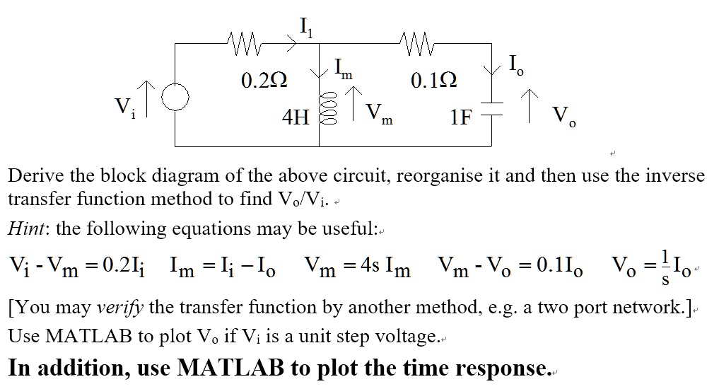 Sign In Inverse Transfer Function Transfer Function and Block Diagram 0.20 0.10 1F Derive the block ...