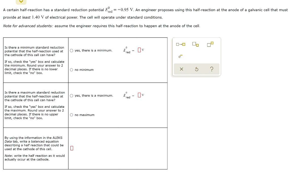 solved-a-certain-half-reaction-has-a-standard-reduction-potential-e