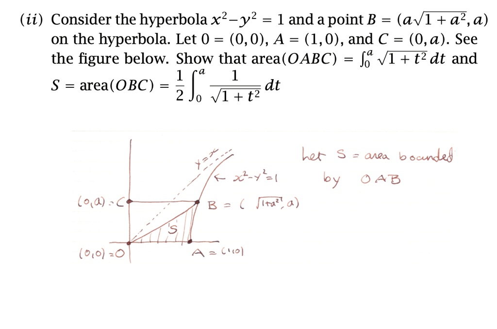 Solved Ii Consider The Hyperbola X2 Y2 1 And A Point B Av1 A On The Hyperbola Let 0 0 0 A 1 0 And A 0 A See The