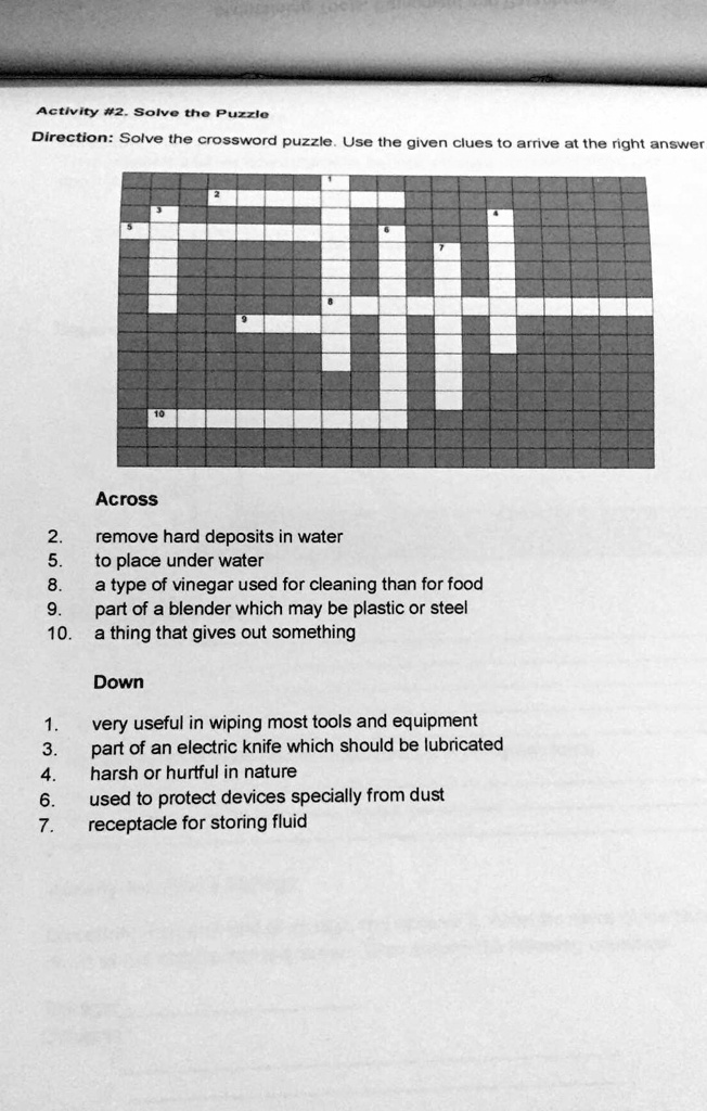 SOLVED: Help po please! - TLE 7 crossword puzzle Directions: Solve the  crossword puzzle. Use the given clues to arrive at the right answer. Across  2. More had deposits than water. (8