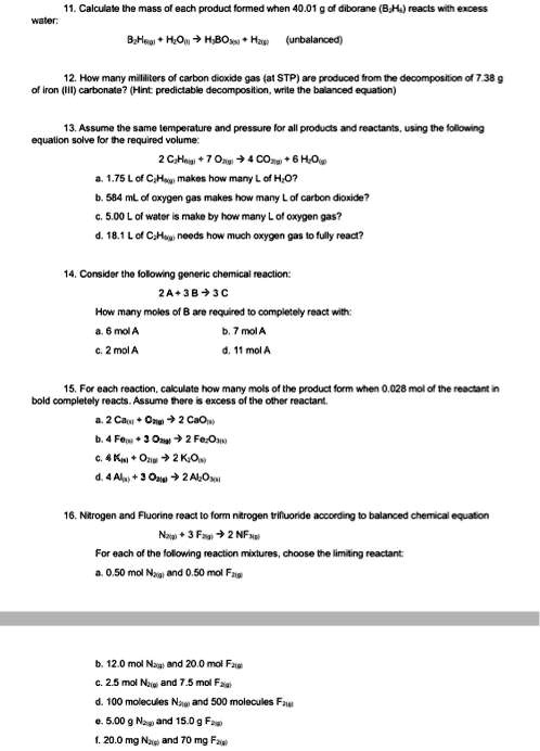 SOLVED: 11. Calculate the mass of each product formed when 40.01 g of ...