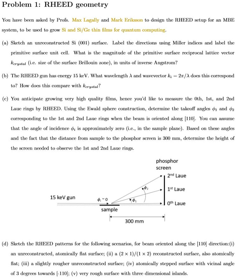 problem 1 rheed geometry you have been asked by profs max lagally and ...