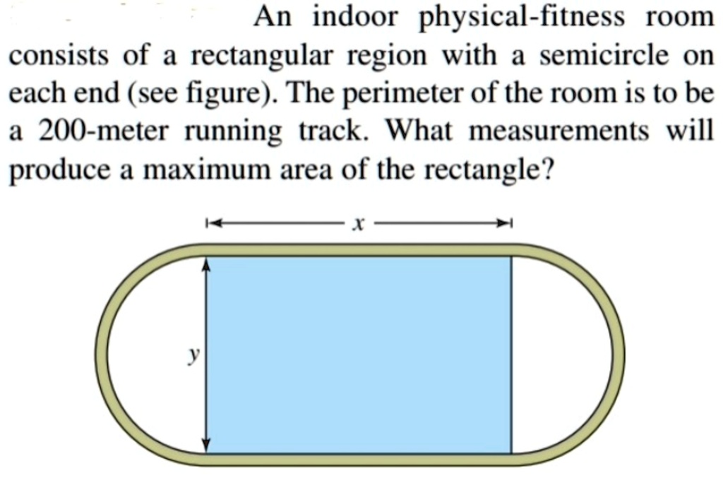 SOLVED An indoor physical fitness room consists of a rectangular region with a semicircle on
