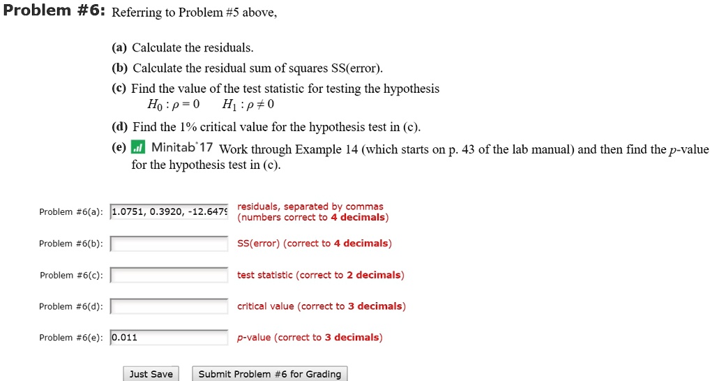 computing the test statistic and p-value in minitab express