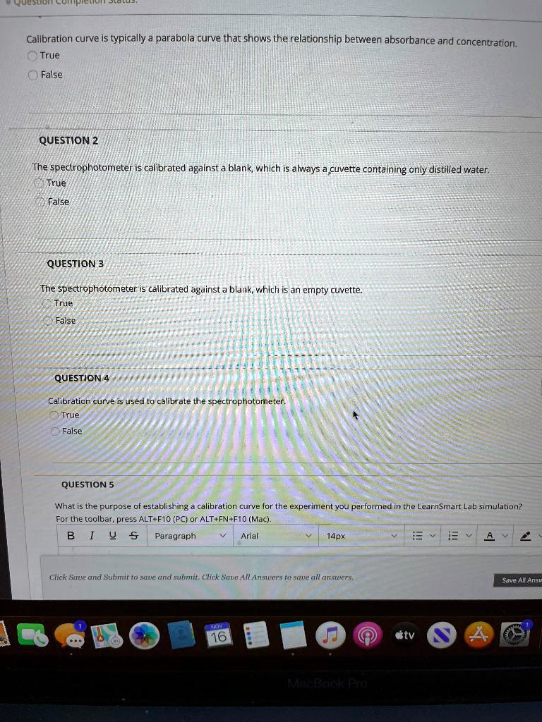 SOLVED Calibration curve is typically a parabolic curve that shows the