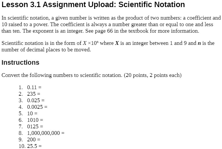 Lesson 3.1 Assignment Upload: Scientific Notation In...