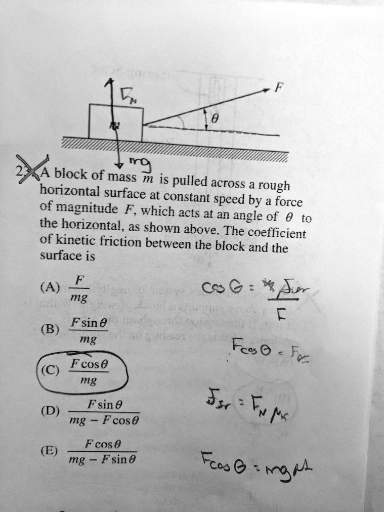 SOLVED: 0 3 Block Of Mass M Is Pulled Across Horizontal Surface Rough ...