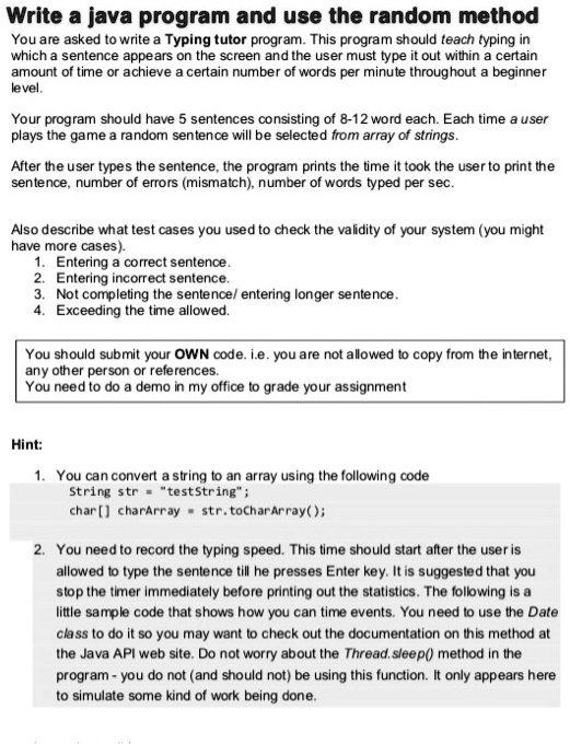 SOLVED: Write a Java program and use the random method. You are asked ...