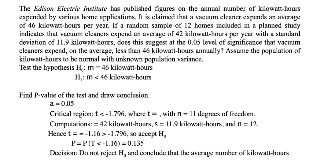SOLVED The Edison Electric Institute has published figures o the