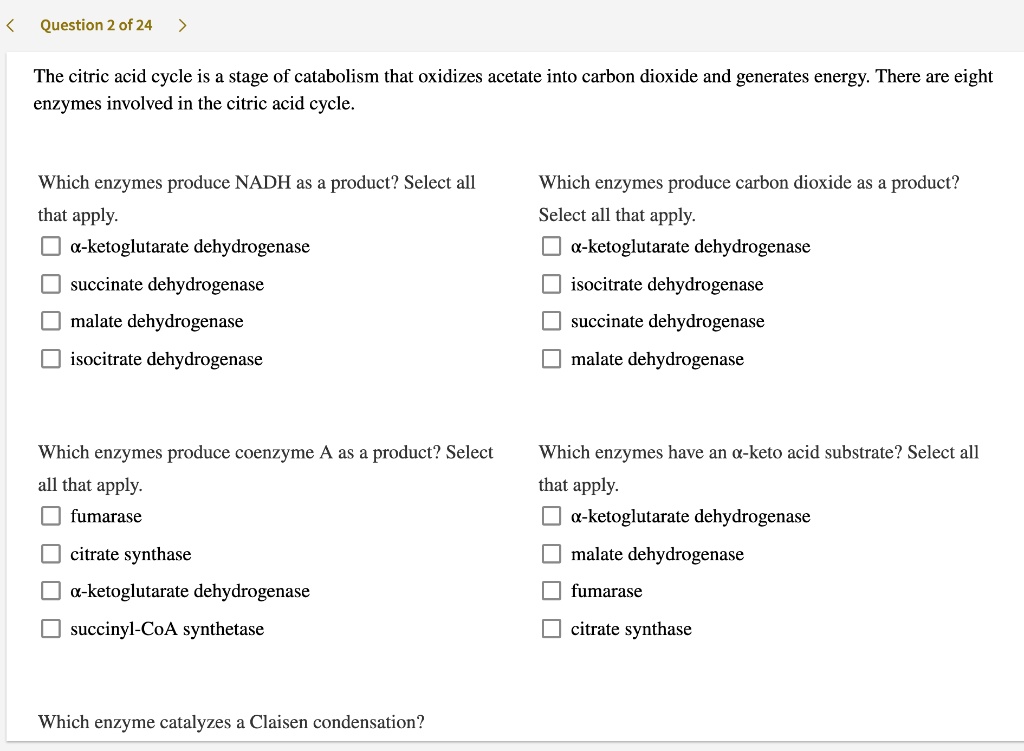 SOLVEDQuestion 2 of 24 The citric acid cycle is a stage of catabolism