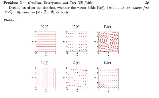 Problem 2 gradient divergence and curl 2d fields decide...