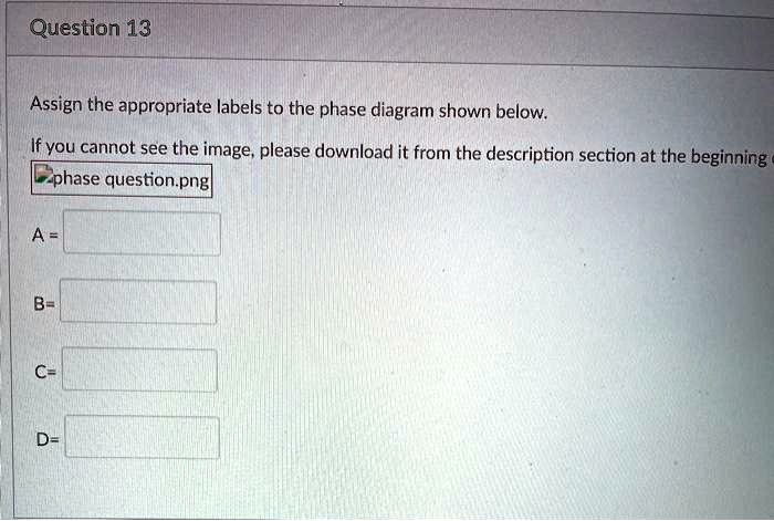 SOLVED: Question 13 Assign The Appropriate Labels To The Phase Diagram ...