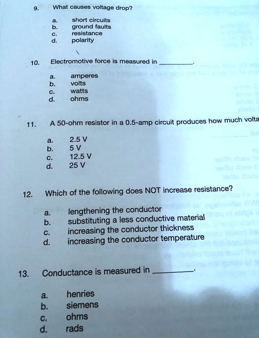 SOLVED 9. What causes voltage drop? Short circuits, ground faults
