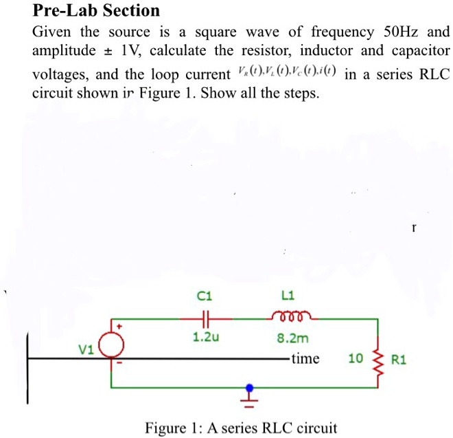 Pre-Lab Section Given the source is a square wave of frequency 50Hz and ...