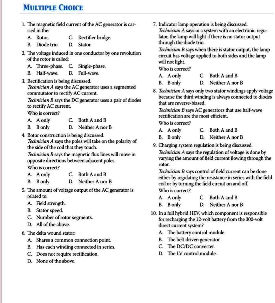SOLVED MULTIPLE CHOICE 1. The field current of the AC