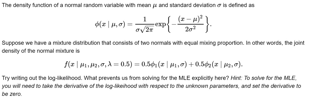the density function of a normal random variable with mean l and ...