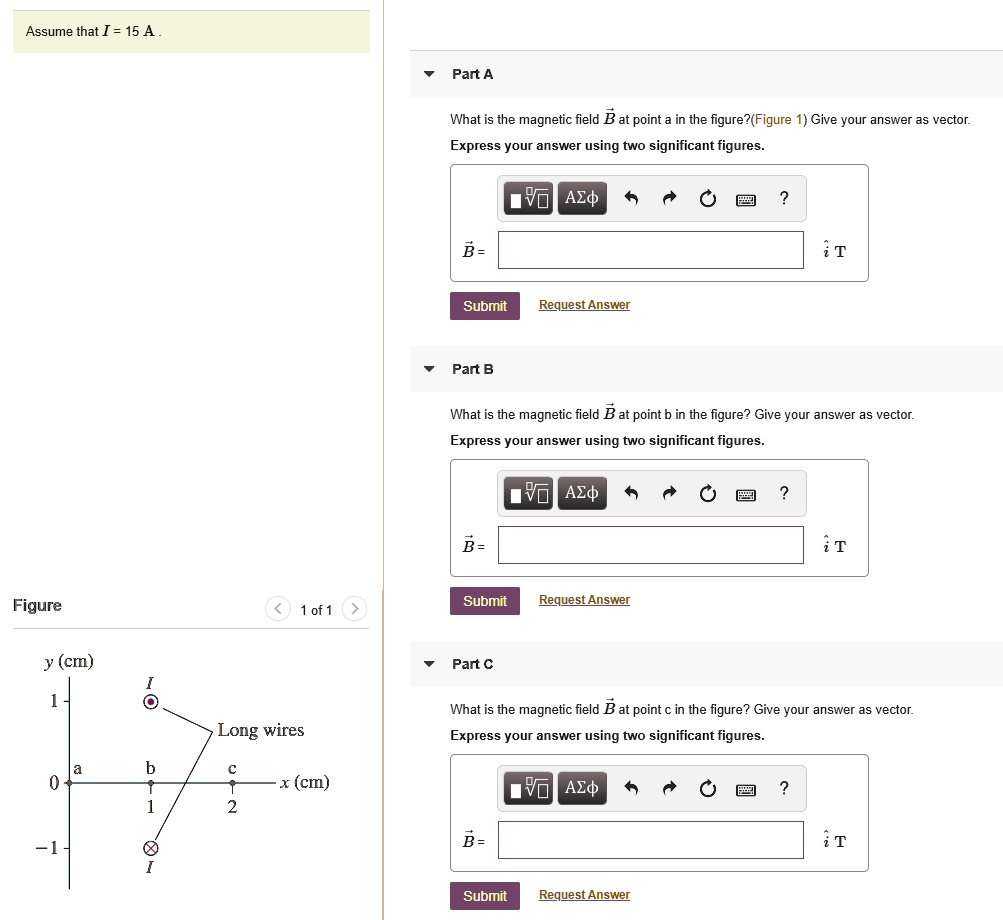 Assume that I = 15 A Part A What is the magnetic field B at point A in ...