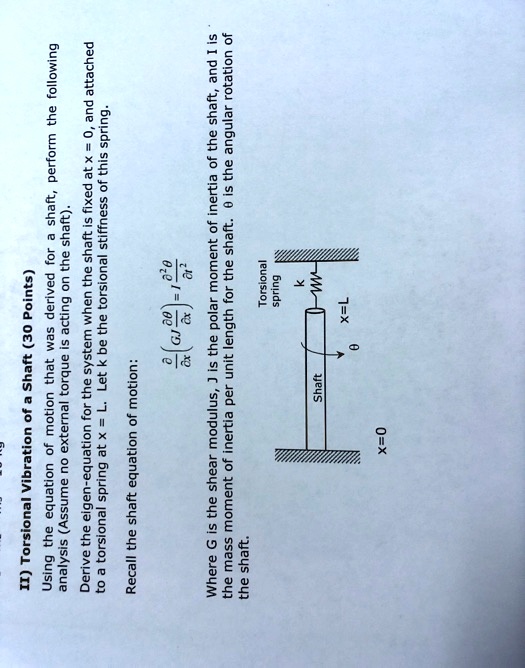 SOLVED Using the equation of motion that was derived for a shaft