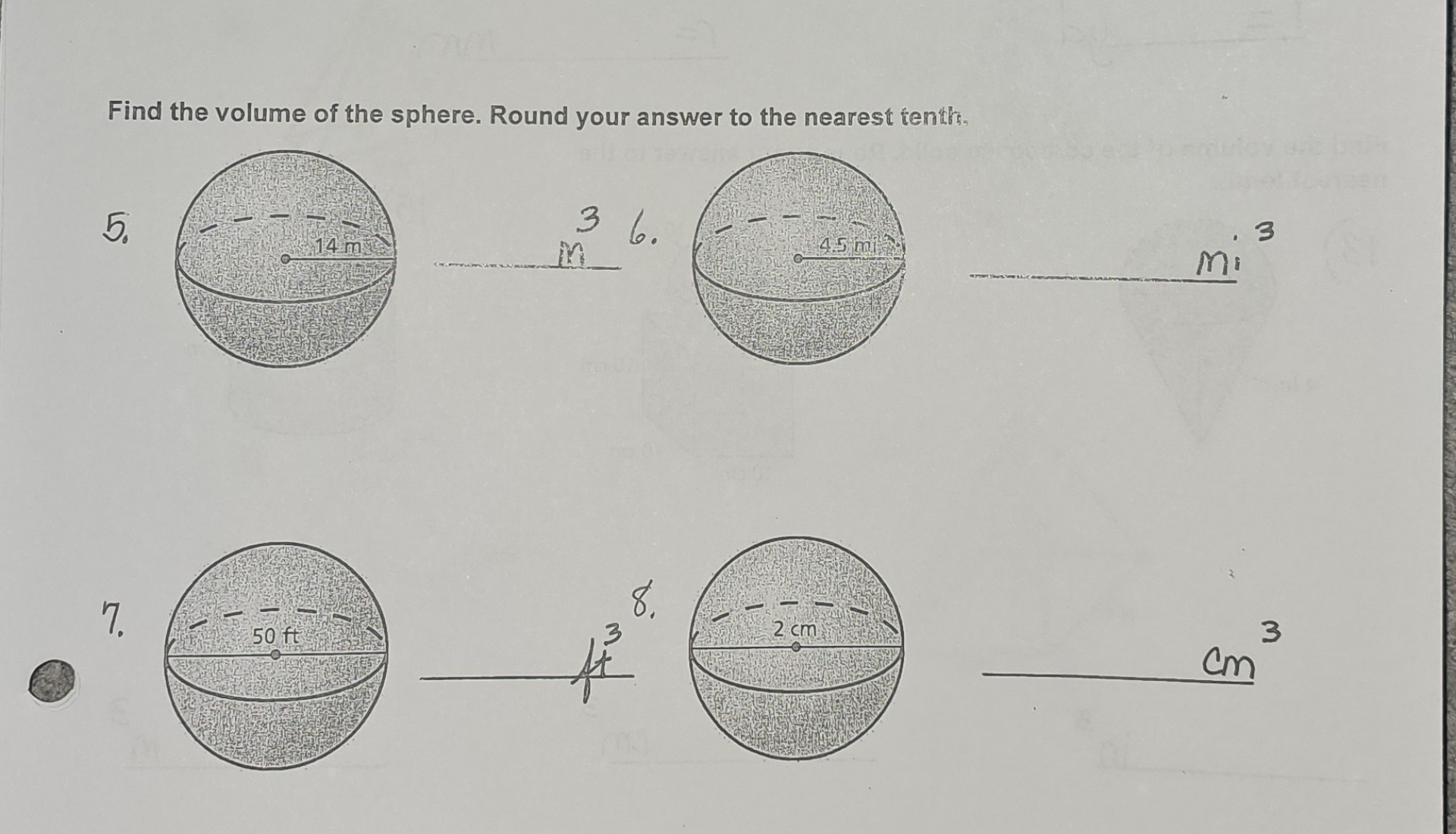 Find the volume of the sphere. Round your answer to the nearest tenth.