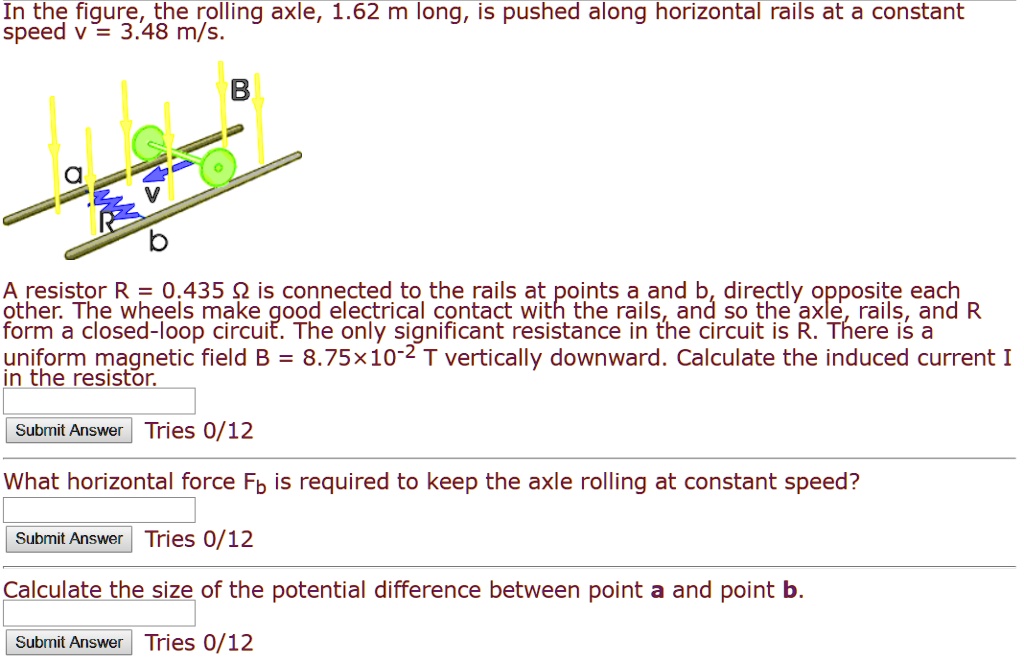 SOLVED In the figure, the rolling axle, 1.62 m long, is pushed along