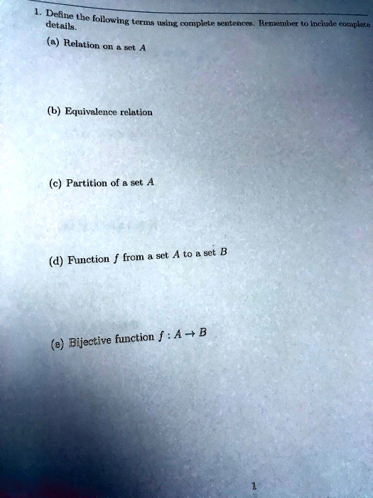 SOLVED Define " the following details terms using complete sentences