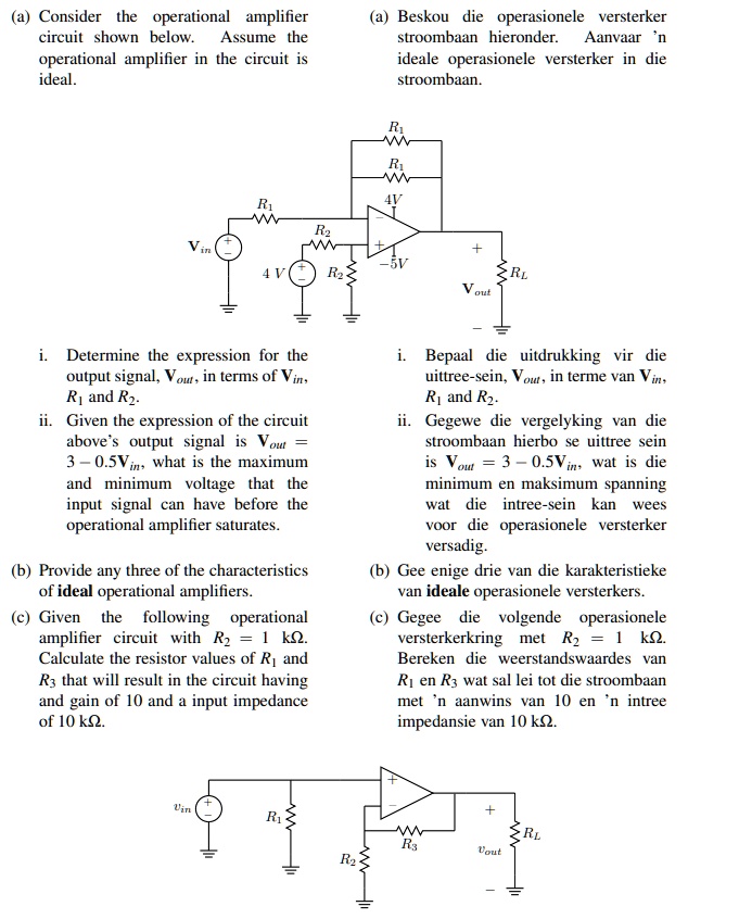 SOLVED Consider the operational amplifier circuit shown below Assume