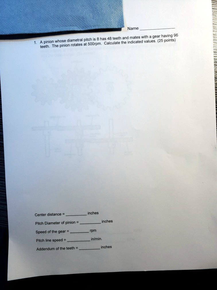 VIDEO solution A pinion whose diametral pitch is 8 has 48 teeth and