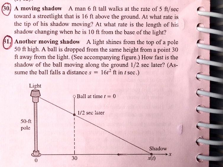 SOLVED: moving shadow A man 6 ft tall walks at the rate of 5 ft/sec ...