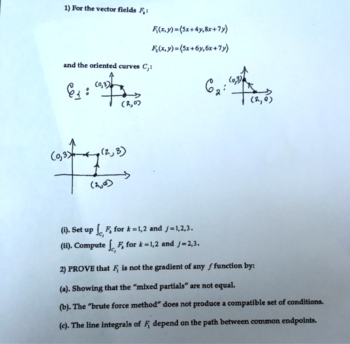 Solved 1 For The Vector Fields F Flx Y Sr 4y R 1y Els P Sx 6y 6x Ty And The Oriented Curves C 2 9 0 3 2 3 I Set Up Ic F For K L 2 And J 1 2 3 Ii Compute Jc F For K 1 2