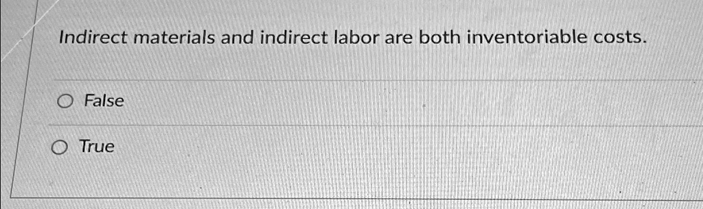 SOLVED: Indirect materials and indirect labor are both inventoriable ...