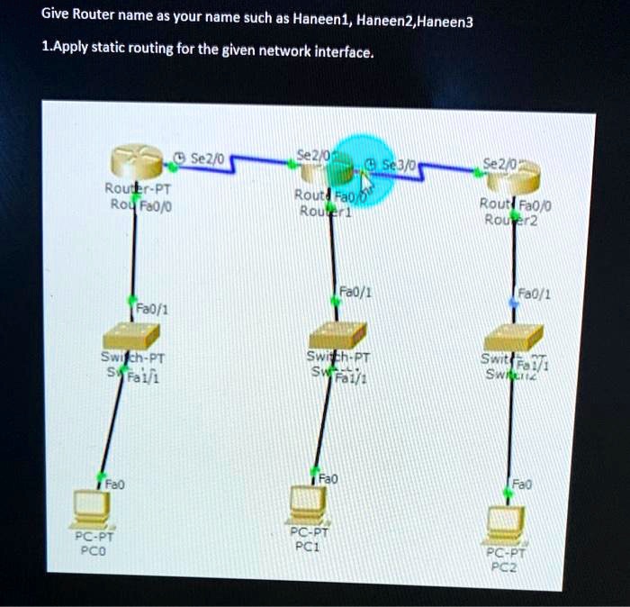 Give A Routing subject network security1 apply static routing for the given network ...