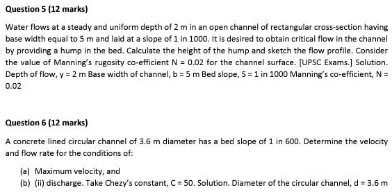 Solved 1) Consider a uniform, rectangular channel with width