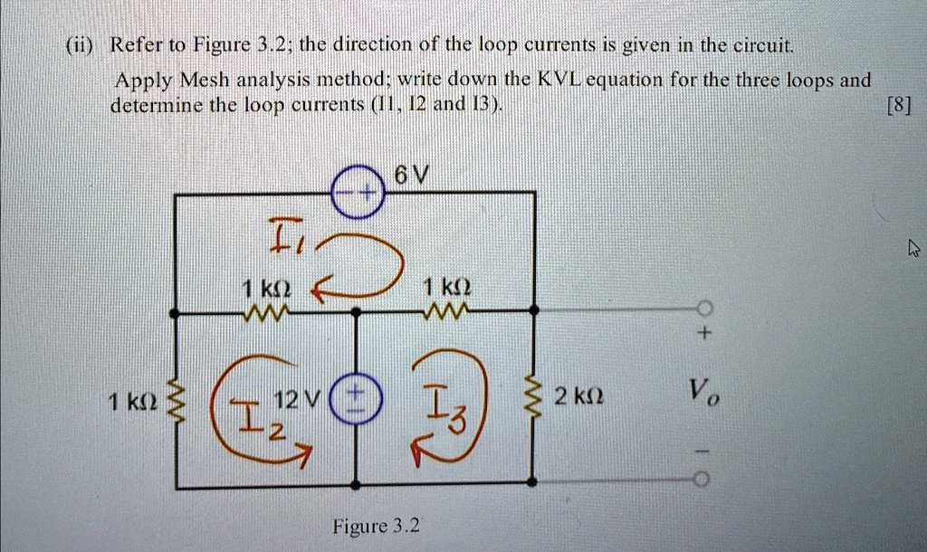 (ii) Refer to Figure 3.2; the direction of the loop currents is given ...