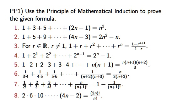 Solved Pp1 Use The Principle Of Mathematical Induction To Prove The Given Formula 1 1 3 5 2n 1 N 2 1 5 9 4n 3 2n2 For