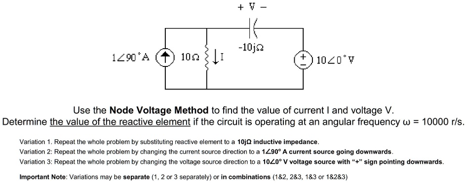 Use the Node Voltage Method to find the value of current I and voltage ...