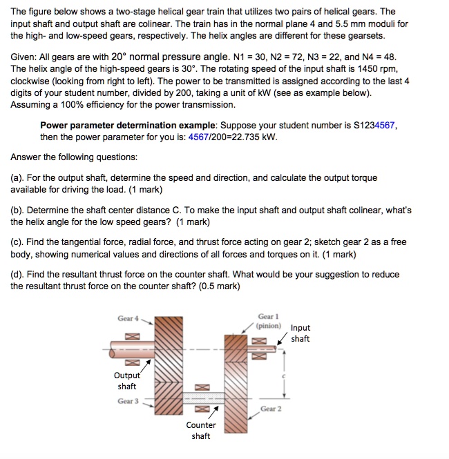 SOLVED The figure below shows a twostage helical gear train that utilizes two pairs of helical