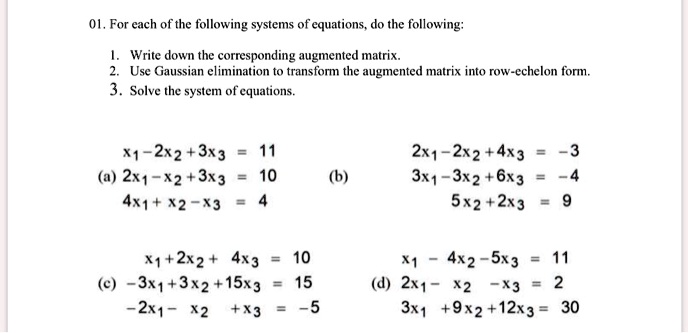 SOLVED: For each of the following systems of equations, do the ...