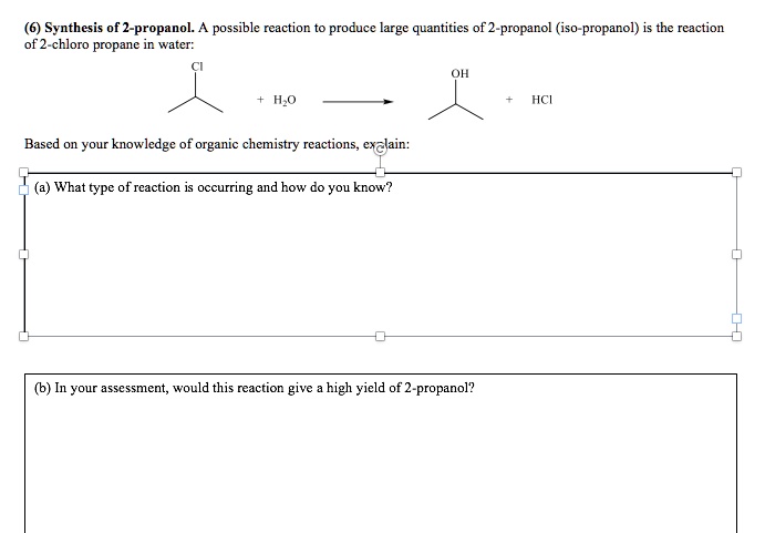 2 chloropropane to 1 propanol reaction