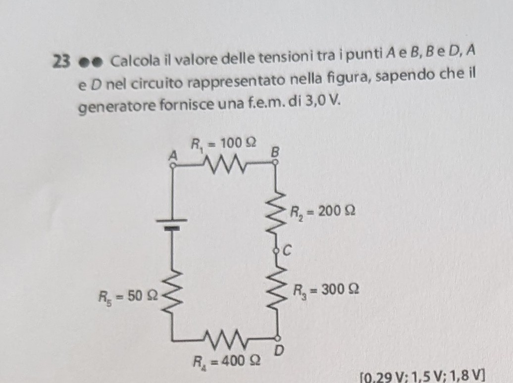 SOLVED: 23 Calcola Il Valore Delle Tensioni Tra I Punti A E B, B ∈ D, A ...