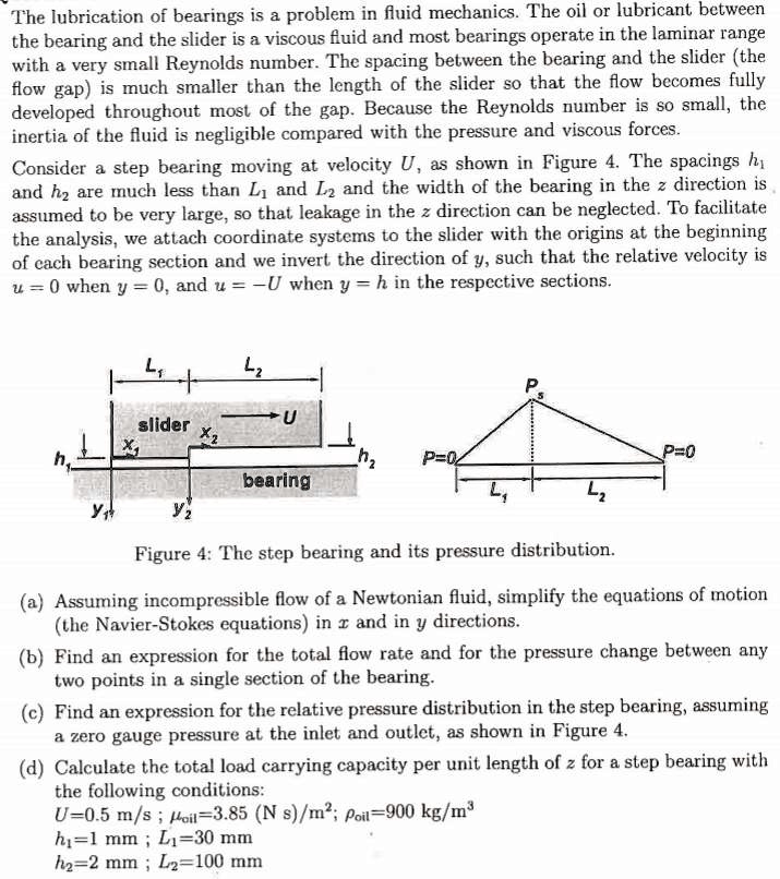 SOLVED The lubrication of bearings is a problem in fluid mechanics. The oil or lubricant