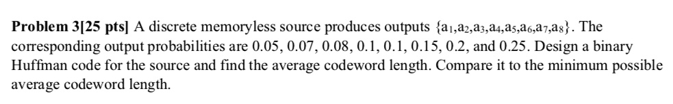 problem 325 pts a discrete memoryless source produces outputs ...