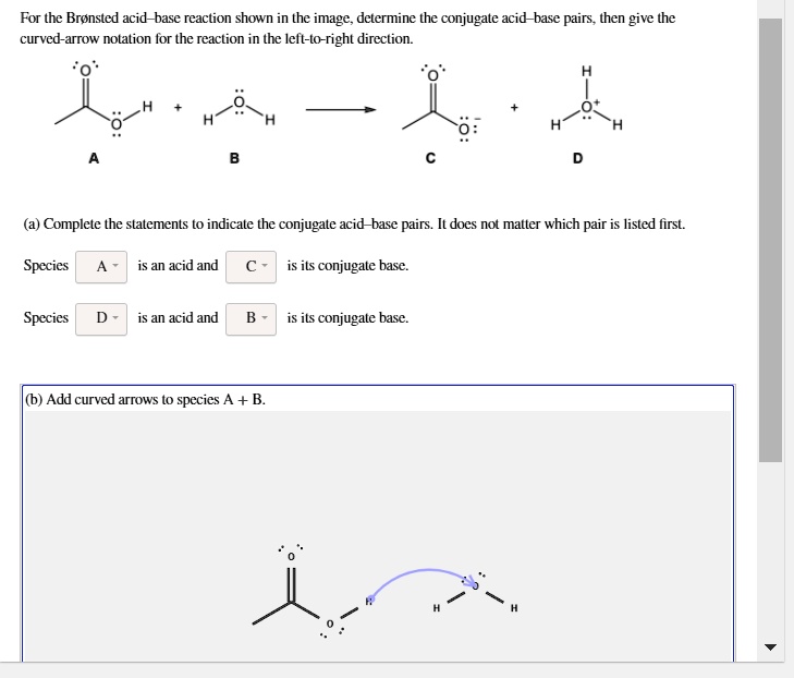 SOLVED For the Bronsted acidbase reaction shown in the image