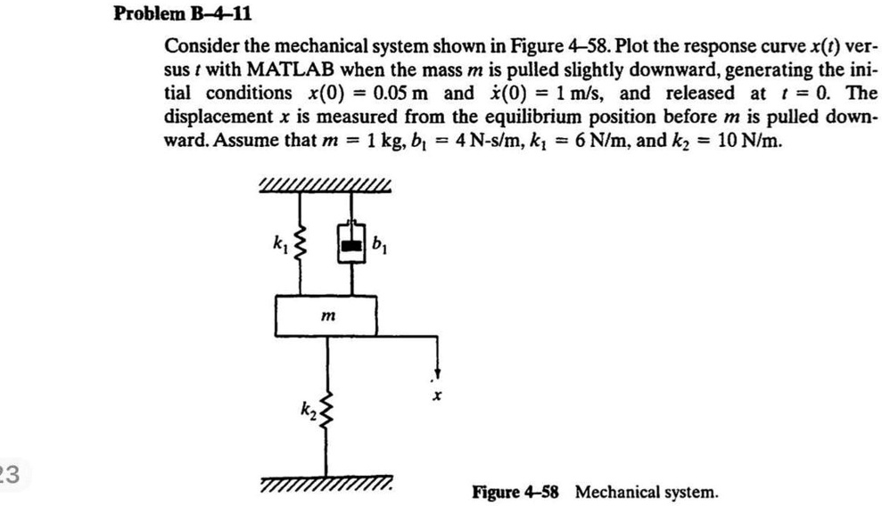 SOLVED: Problem B-4-11 Consider The Mechanical System Shown In Figure 4 ...