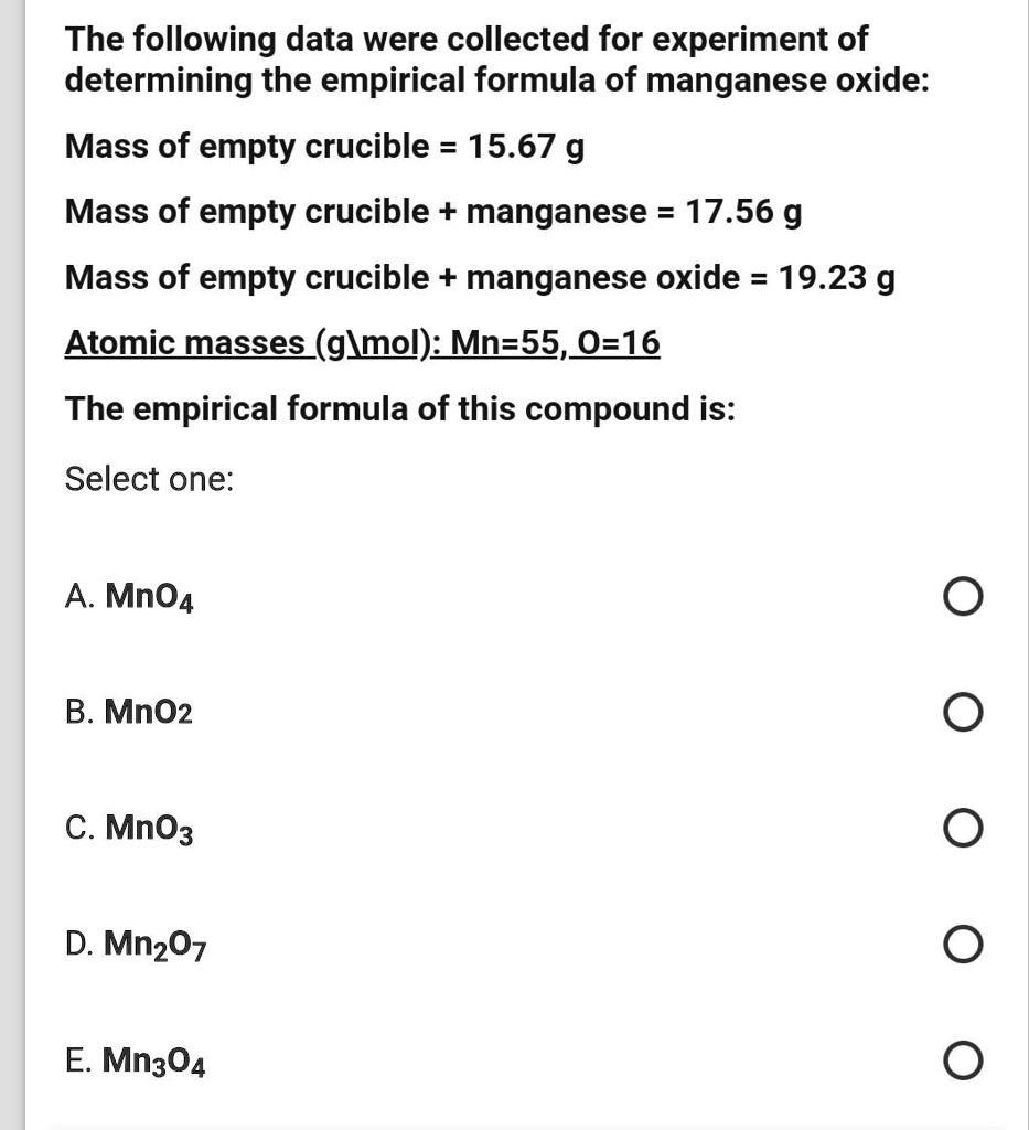 Manganese Oxide Empirical Formula
