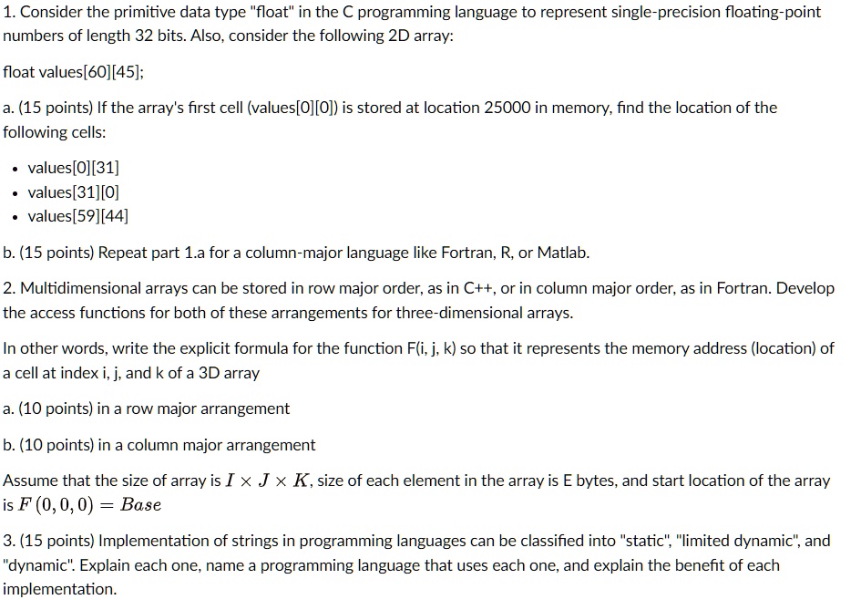 SOLVED Consider the primitive data type "float" in the C programming